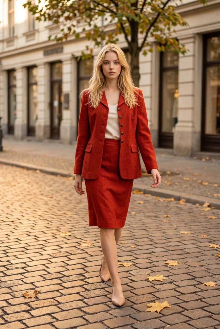 Kasper for A.S.L. Vintage Red Women's Skirt Suit Size 10